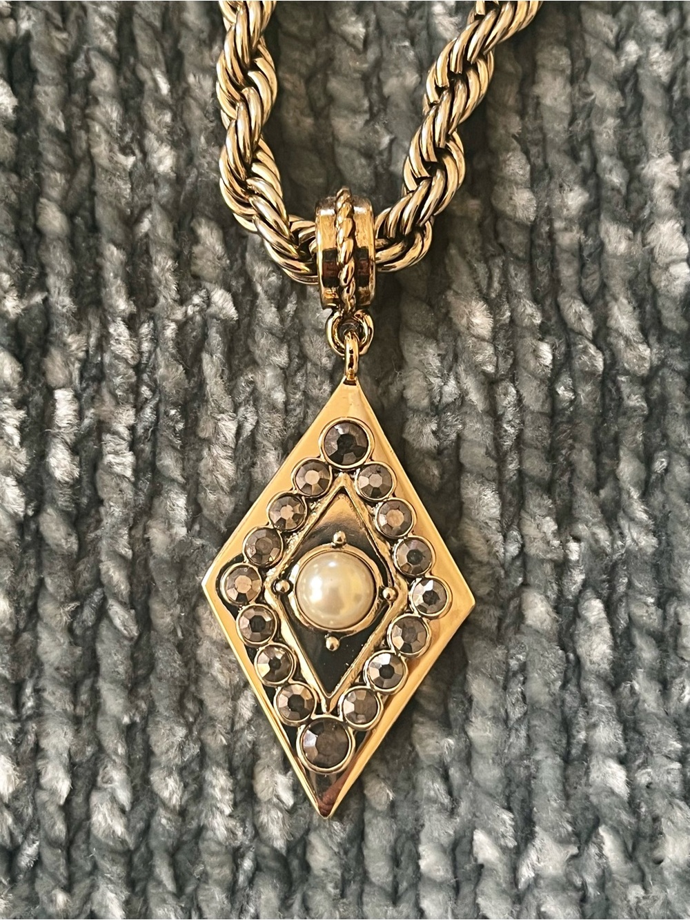 Gold-Tone Pendant Necklace with Pearl Center - Women Jewelry